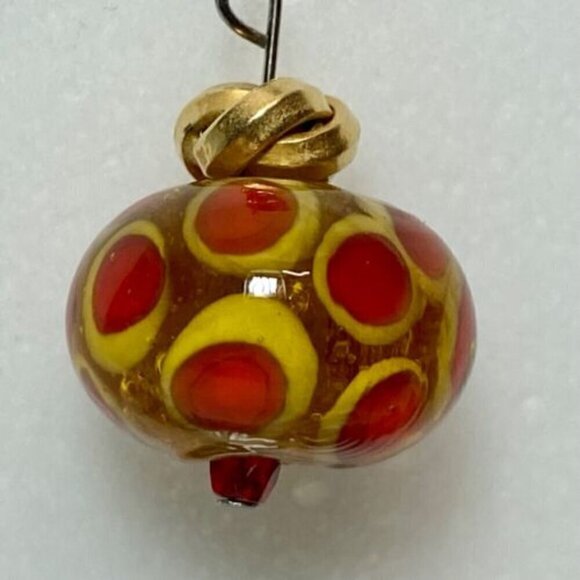 Murano Venetian Earrings Clear Glass Bead Multi Color Polka Dot Dangle Hook VTG - Picture 4 of 15